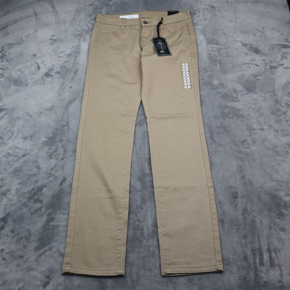 Wax Jean Pants Womens 7 Khaki Mid Rise Skinny Flat Front Button Pockets Jeans